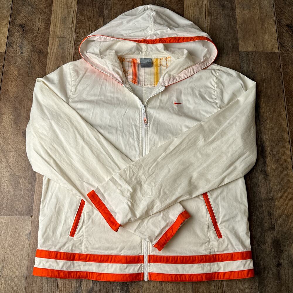 Vintage 90s Nike Track Jacket Boys XL White Hooded Athletic Training‎ Fitness